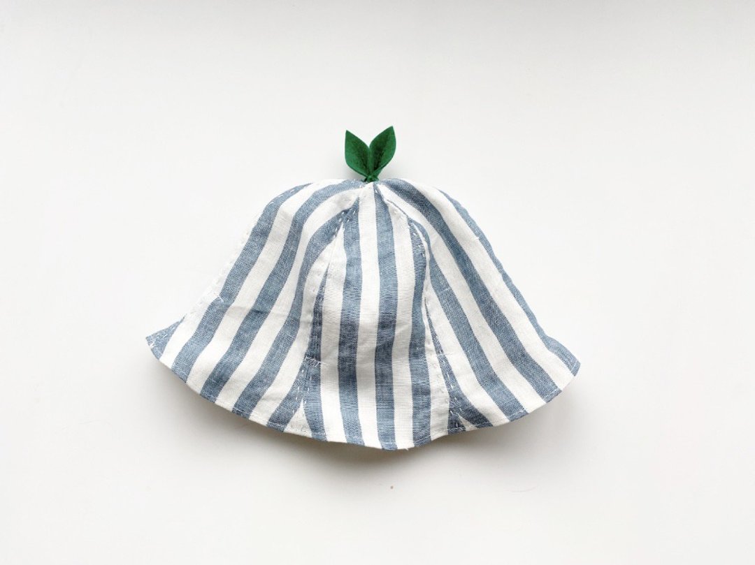 Bigger and bigger Linen leaf hat stripe - 婴儿帽/发带 - 棉 多色