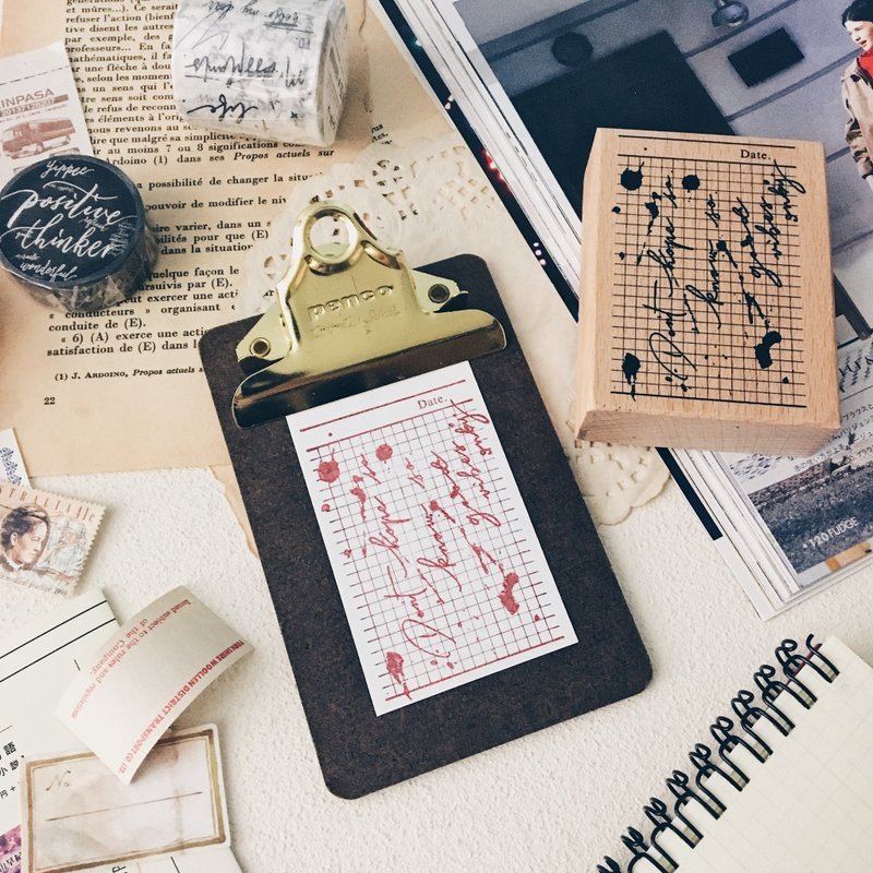 手记印章 - 方眼格 - 印章/印台 - 木头 