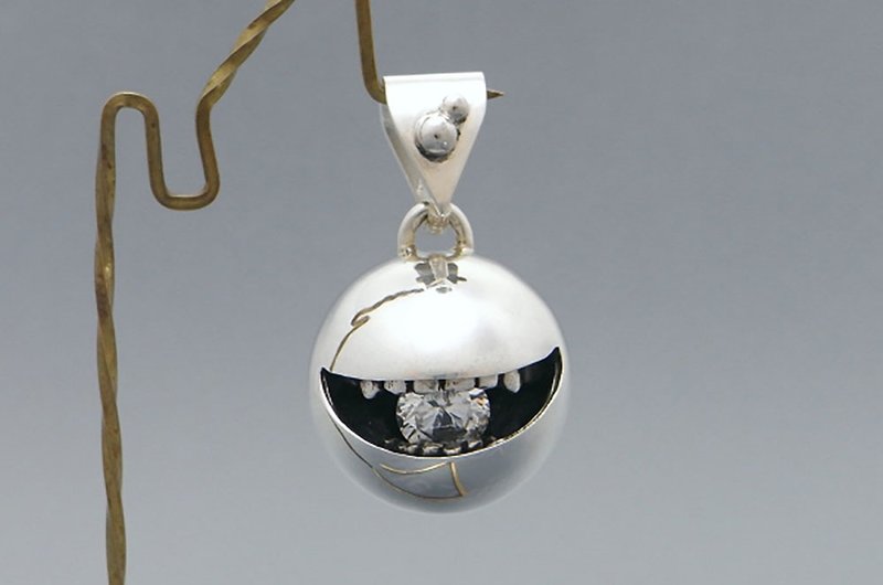 open smile L_P cubic zirconia clear (s_m-P.36C) pendant top without a chain 沒有銀鍊 - 项链 - 纯银 银色