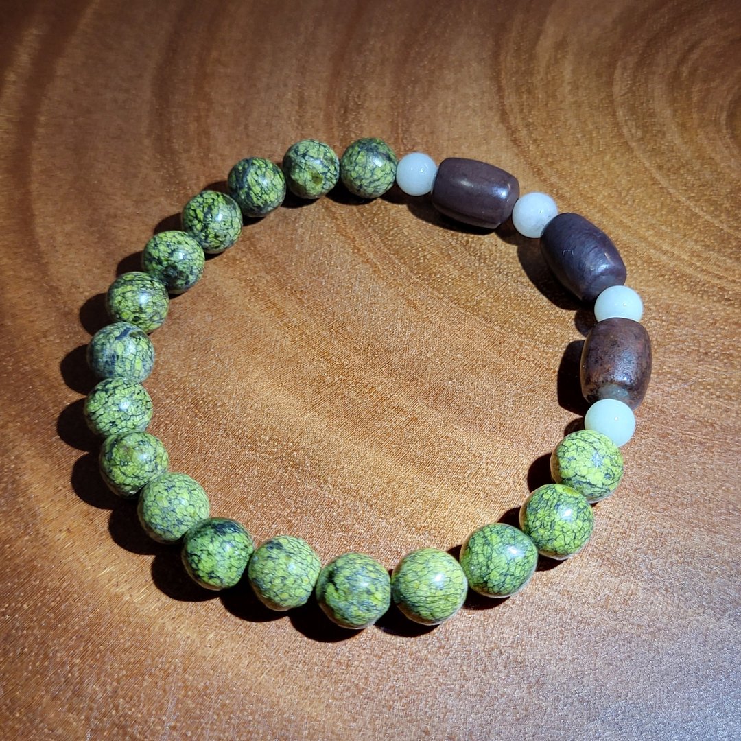•温暖• 铁舒俱莱+药王石+翡翠 祝您健康 设计款手串 - 手链/手环 - 水晶 绿色