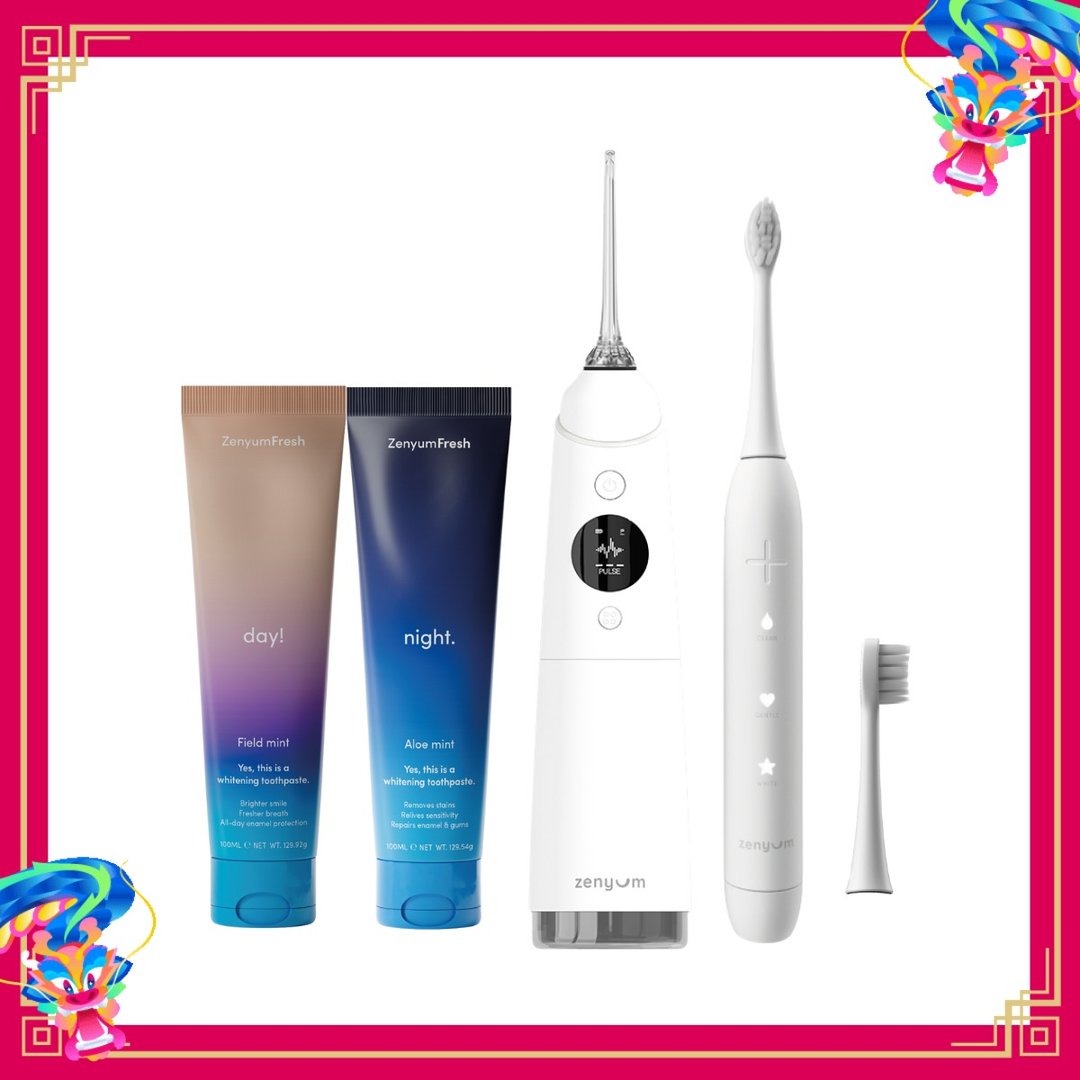 【新春福袋】水牙线机+声波震动牙刷连刷头1件+牙膏 (白色)转运来 - 牙刷/口腔清洁 - 其他材质 白色