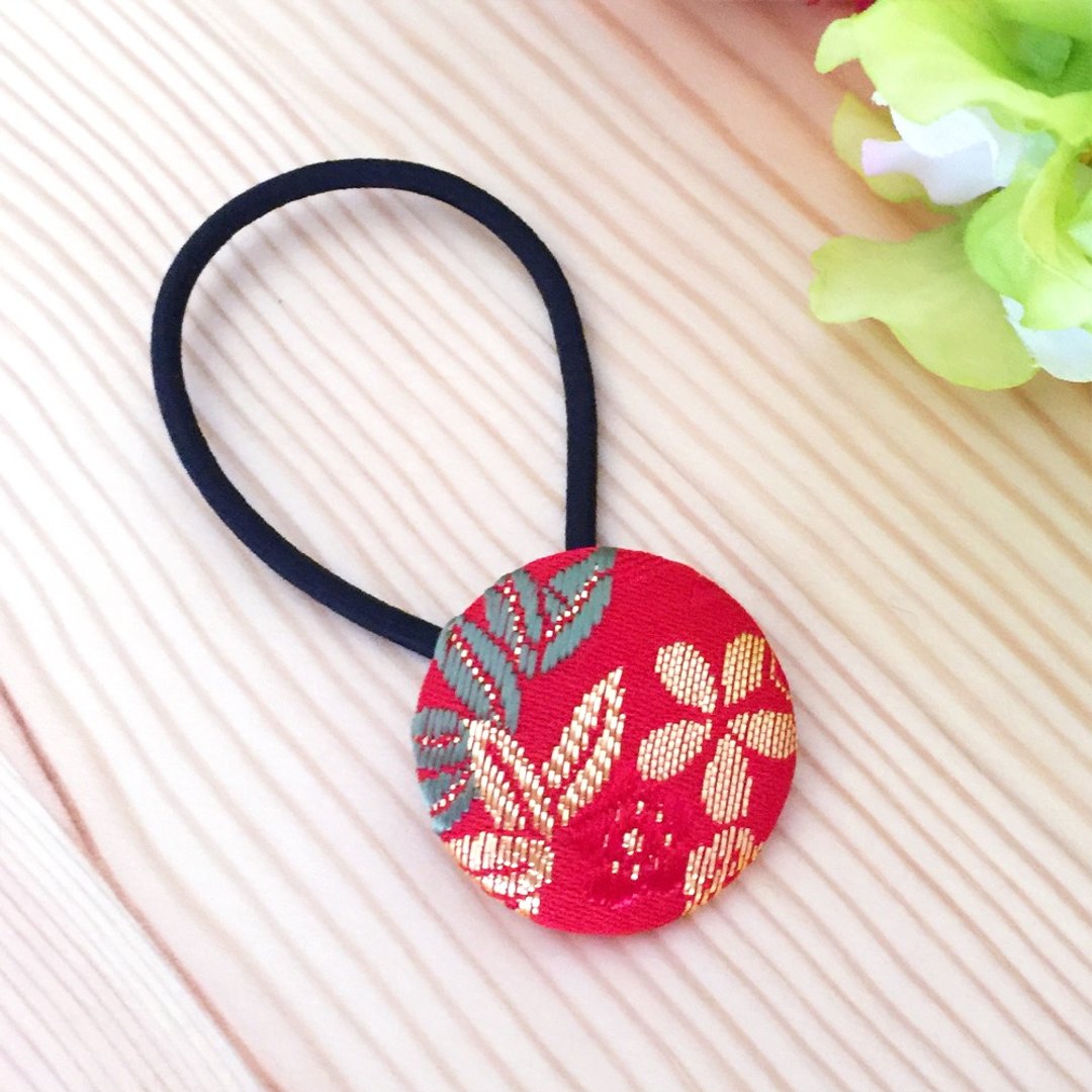Hair elastic with Japanese Pattern, Kimono (Small) "Brocade" - 发饰 - 其他材质 红色