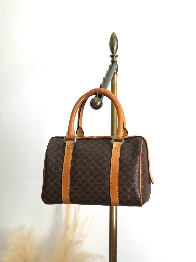 【日本直送 品牌二手包】CELINE Macadam 手提包棕PVC 皮革 迷你波士顿包 复古 h2xbbg - 手提包/手提袋 - 防水材质 咖啡色