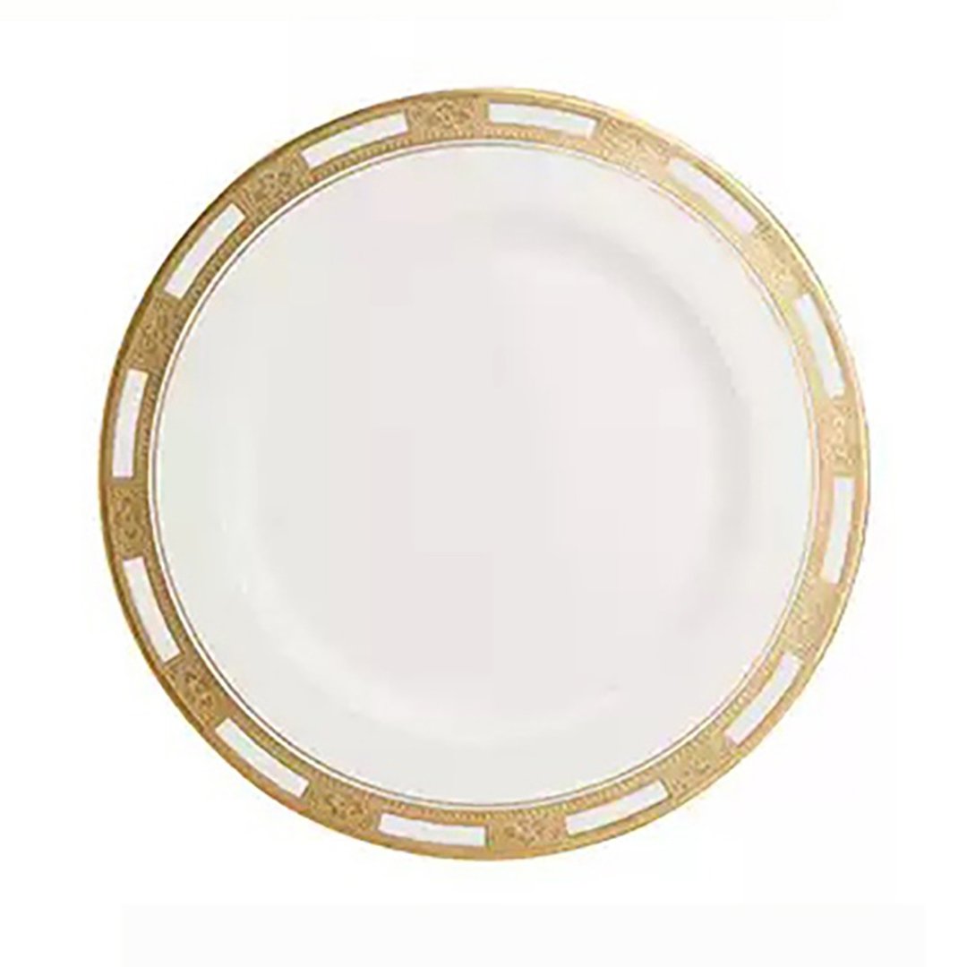 英国Aynsley 女王系列 骨瓷真金浮雕餐盘27cm 礼盒包装 - 盘子/餐盘/盘架 - 瓷 黄色