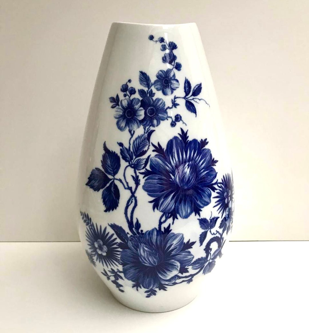 大瓷花瓶 |  Schumann Arzberg 复古花瓶 | 蓝色 花瓶 - 花瓶/陶器 - 瓷 蓝色
