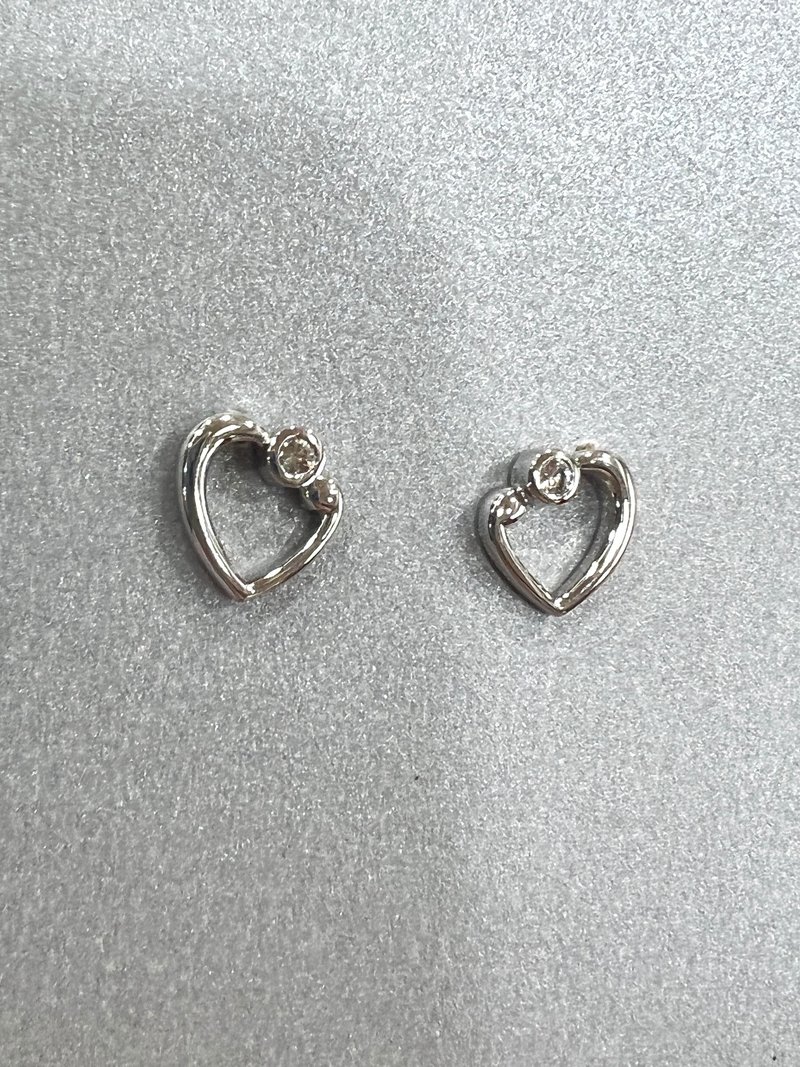 天然钻石K金耳环 心型 南非钻石 14K K585 - 耳环/耳夹 - 钻石 