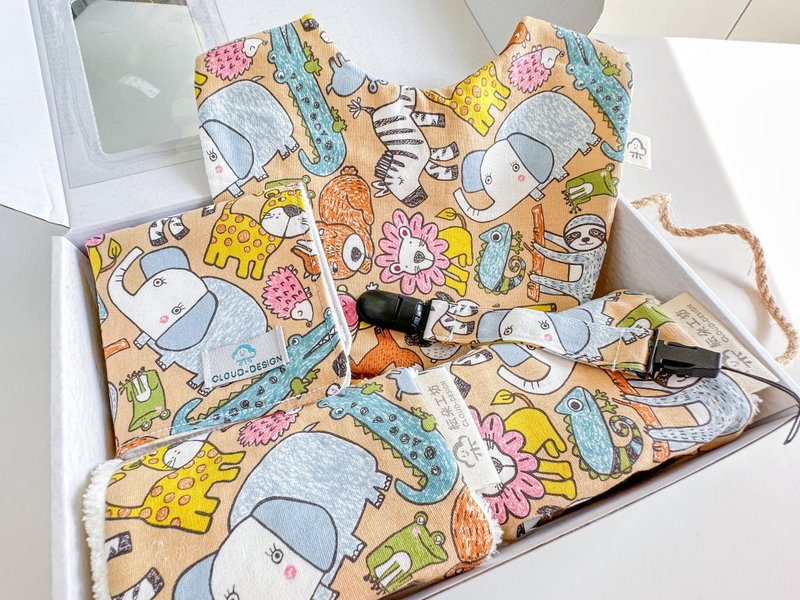 手绘乐园 弥月礼盒组 - 满月礼盒 - 棉．麻 咖啡色