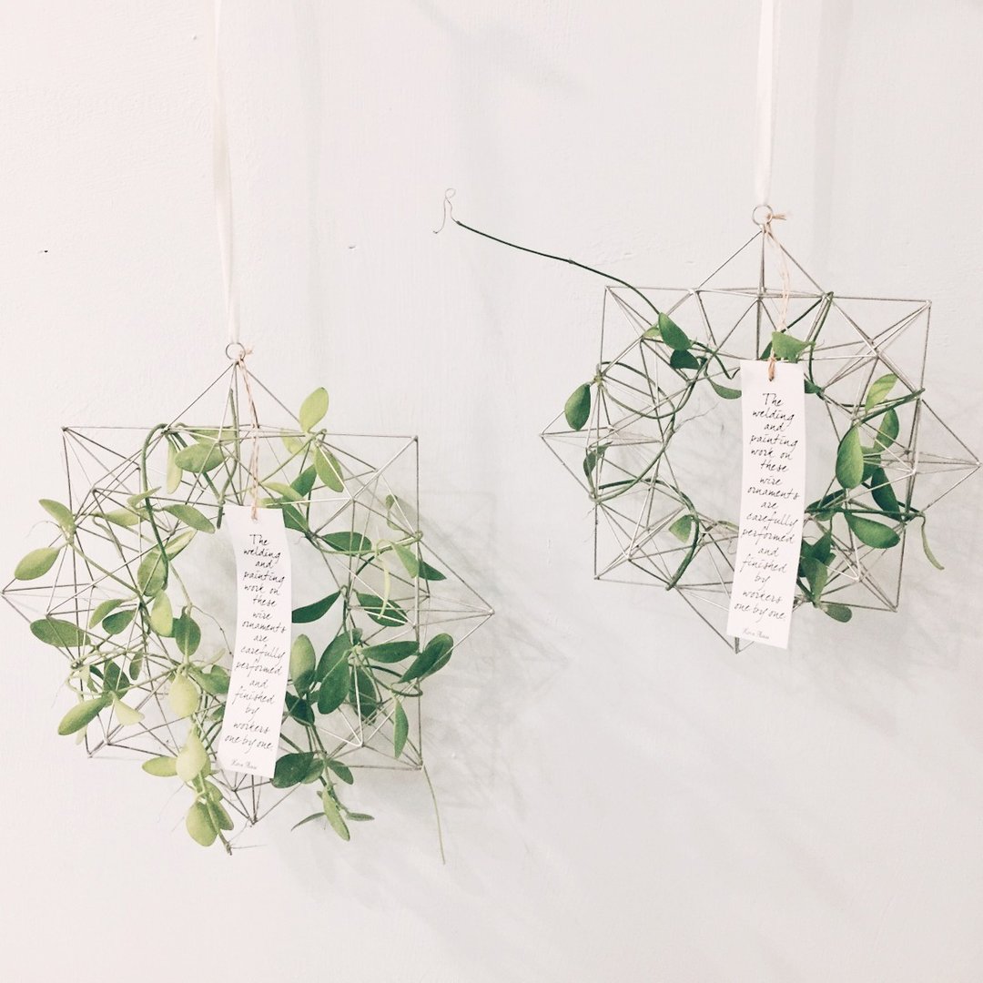 轻花圈|几何金属花圈+藤蔓|花圈【M】 - 摆饰 - 植物．花 绿色