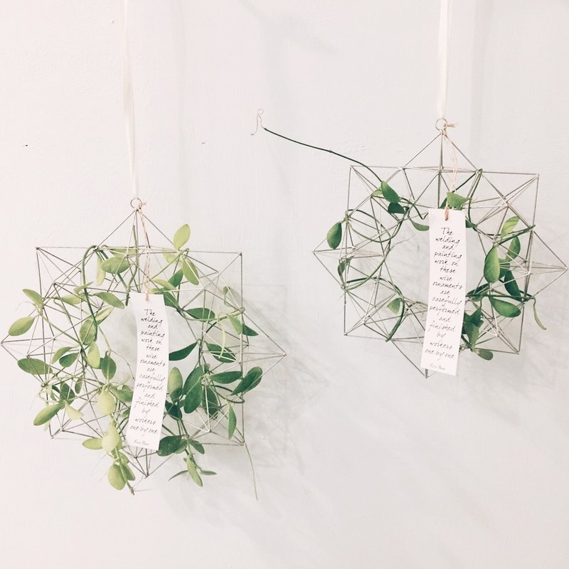 轻花圈|几何金属花圈+藤蔓|花圈【M】 - 摆饰 - 植物．花 绿色