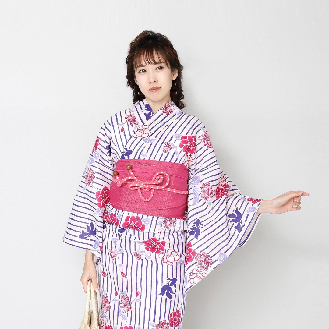 日本 和服 浴衣 女性 浴衣 腰封 2件组 F Size x86-09b yukata - 其他 - 棉．麻 紫色