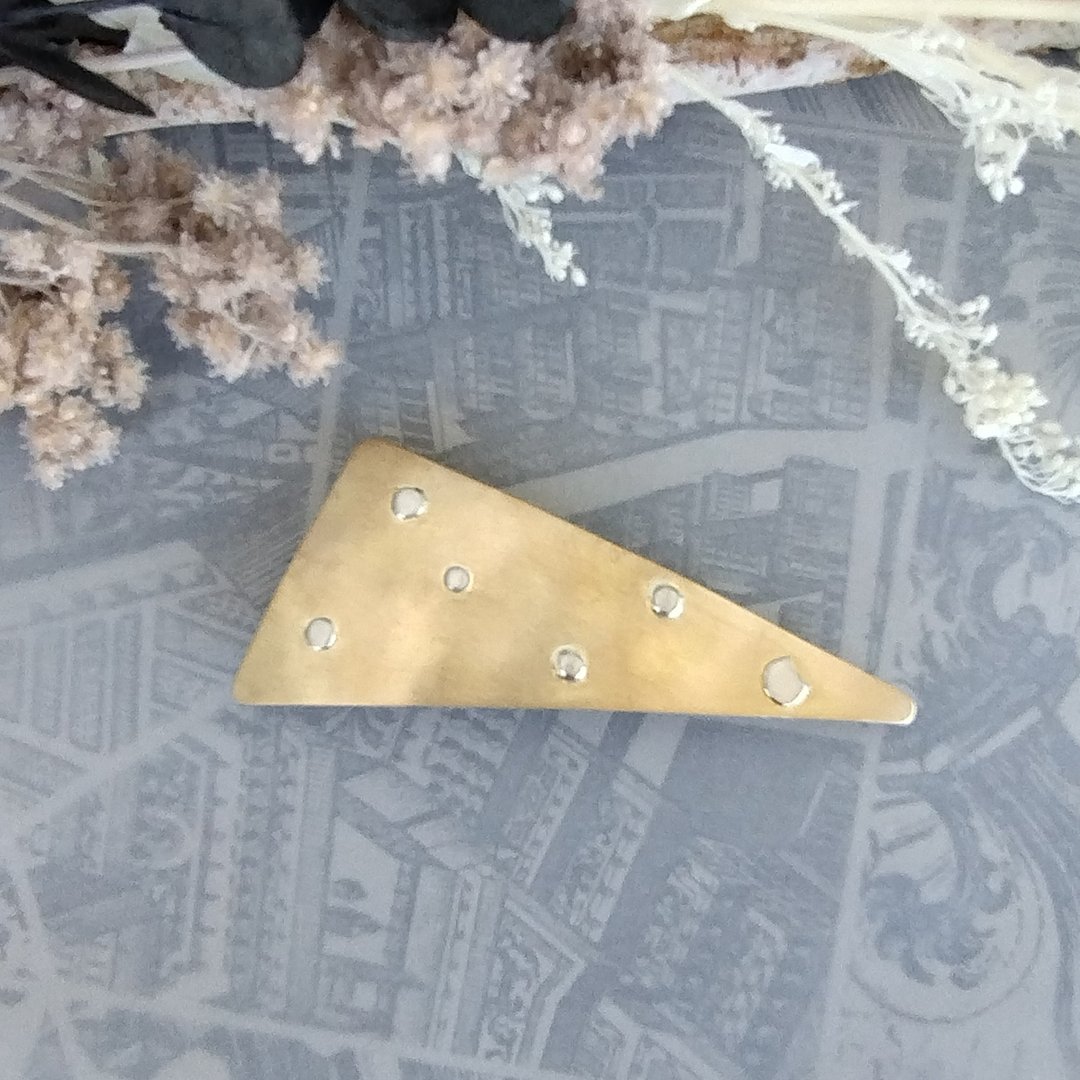 random dot cat brass barrette - 发饰 - 铜/黄铜 金色
