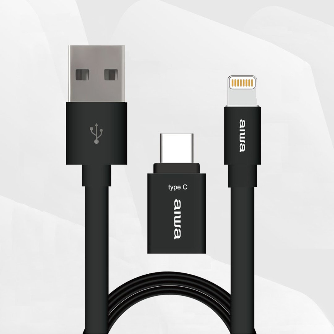 【AIWA】 爱华 Lightning 充电传输线 1.2 米附转接头 SPD-12TB - 其他 - 其他材质 黑色