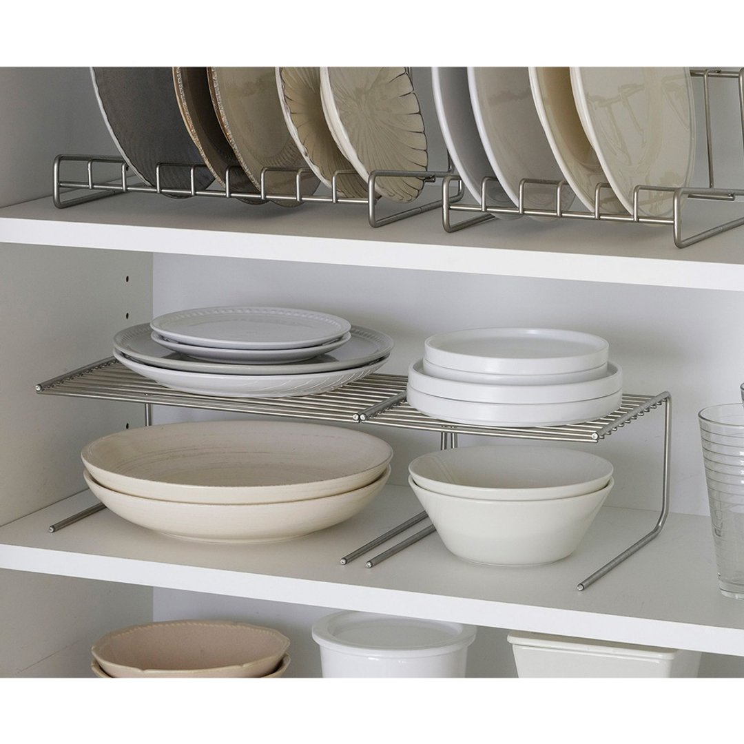 家事问屋日本制304不锈钢双层两用碗盘收纳架18cm - 厨房用具 - 不锈钢 银色