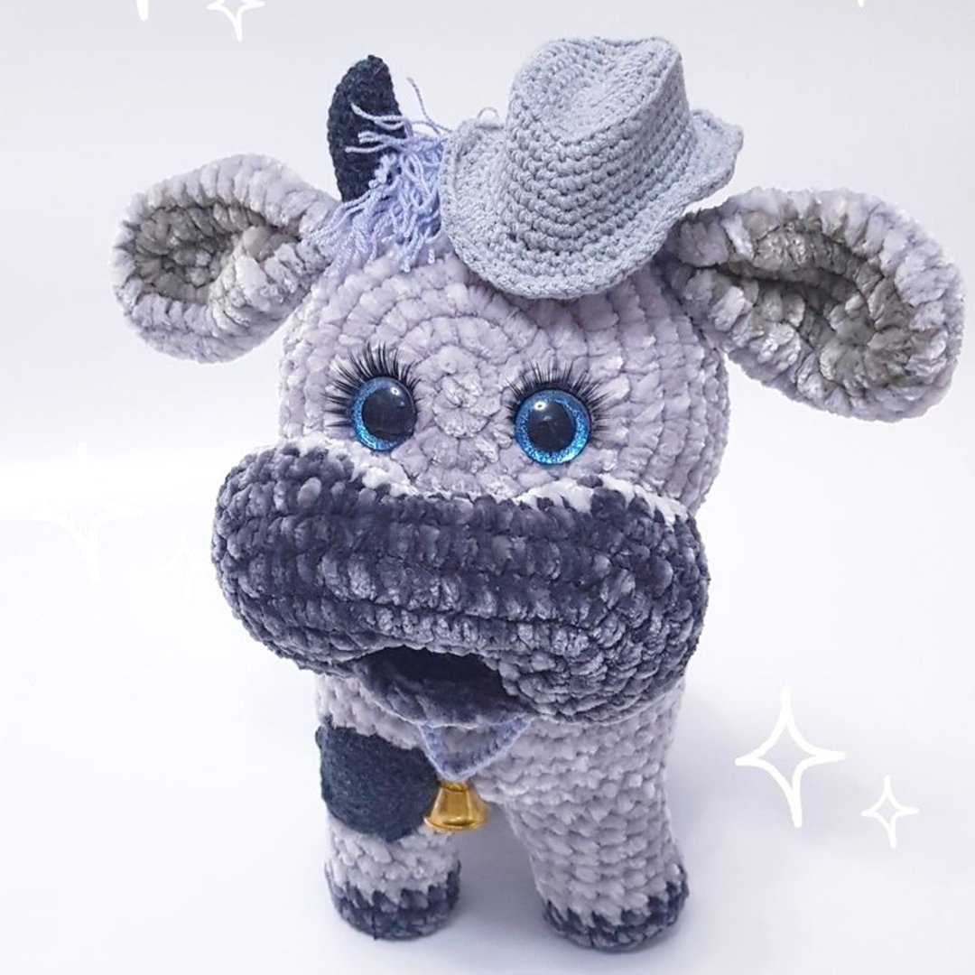 amigurumi crochet cow, crochet bull, stuffed cow, crochet stuffed animals - 玩具/玩偶 - 其他材质 灰色