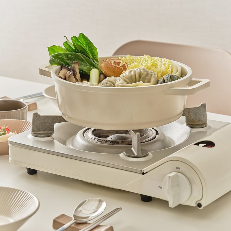 韩国IH双耳汤锅20cm (附锅盖)礼物推荐 锅子不沾锅送礼烤盘 - 锅具/烤盘 - 其他材质 白色