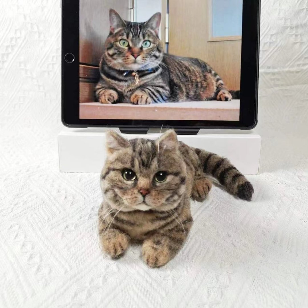 定制化礼物 逼真猫猫 羊毛毡 毛孩 宠物 娃娃 猫咪猫奴 似颜绘 ?7 - 玩具 - 羊毛 多色