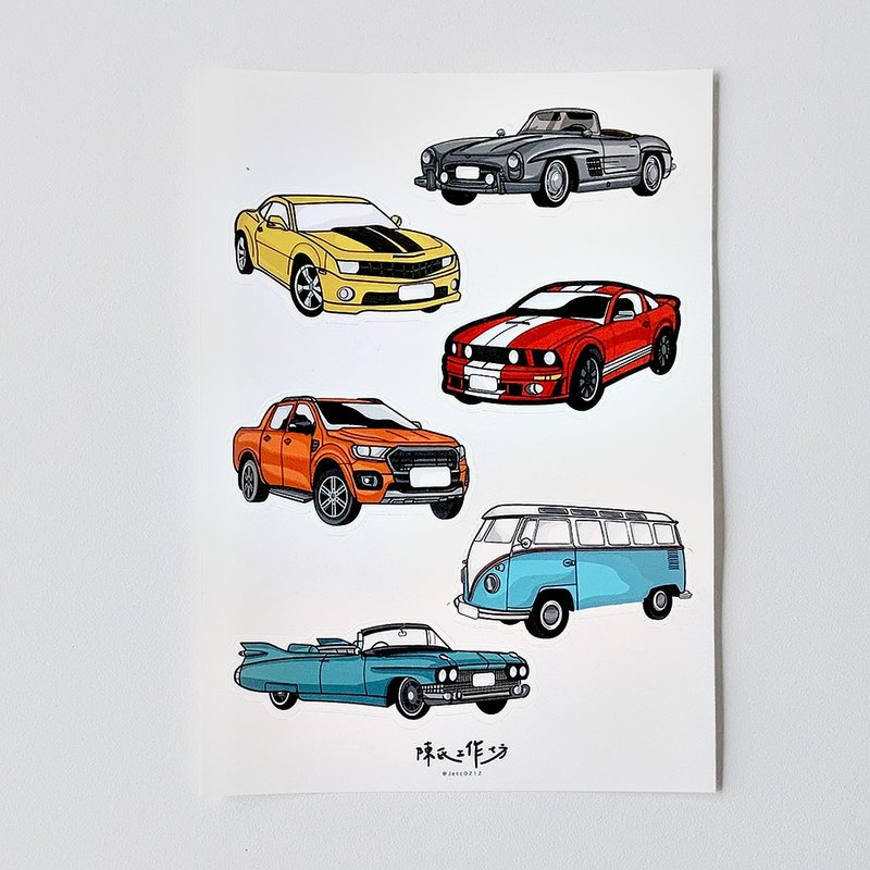 防水贴纸-经典汽车 - 贴纸 - 防水材质 白色