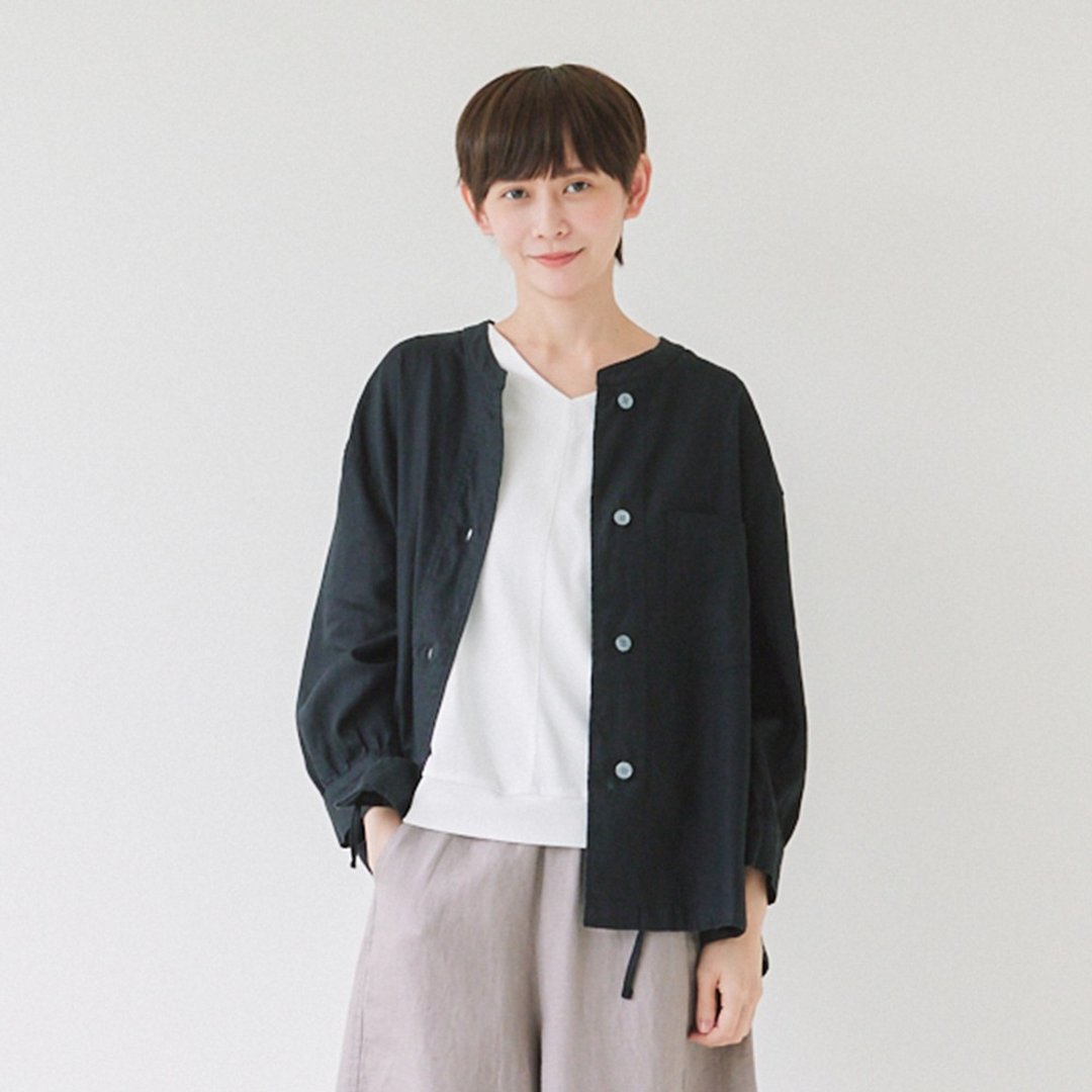 【Simply Yours】亚麻抽绳开襟衫 黑F - 女装上衣 - 棉．麻 黑色