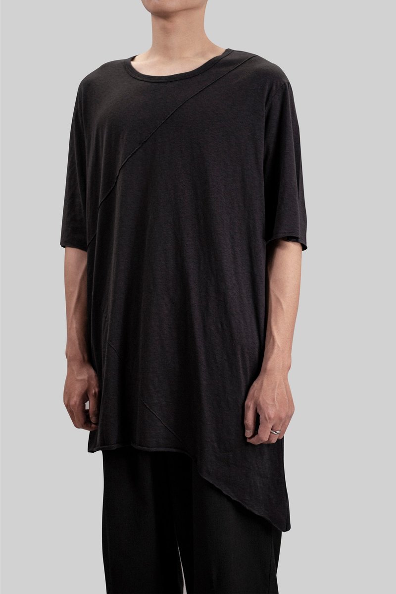 Splice Tee - 男装上衣/T 恤 - 棉．麻 黑色