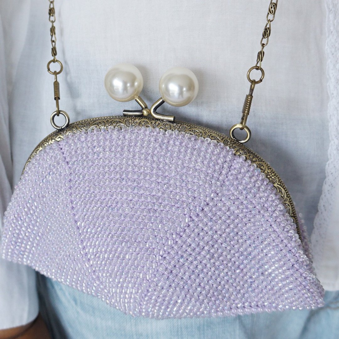 Ba-ba handmade Beads crochet petit-bag No.1568 - 手拿包 - 其他材质 紫色