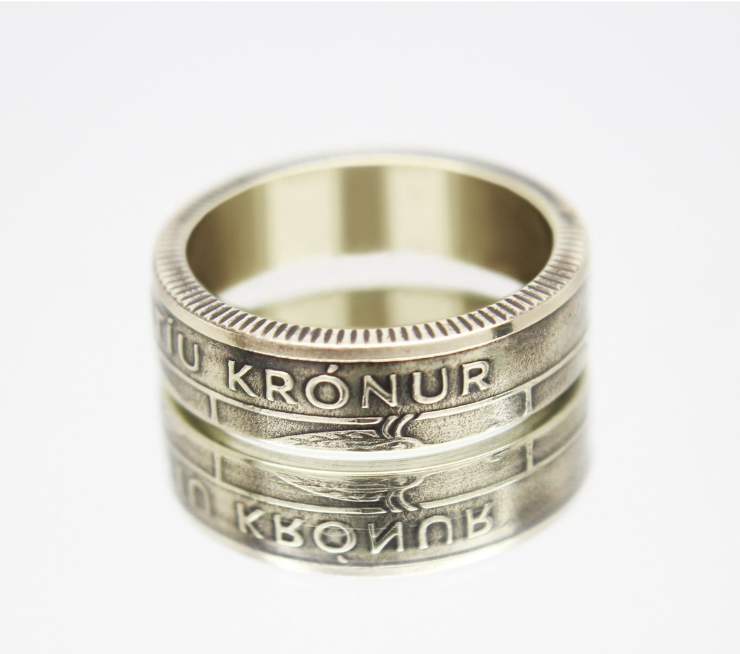 Iceland Coin Ring 50 kroner 1981-2011 iceland coin necklace coin rings women - 戒指 - 其他金属 