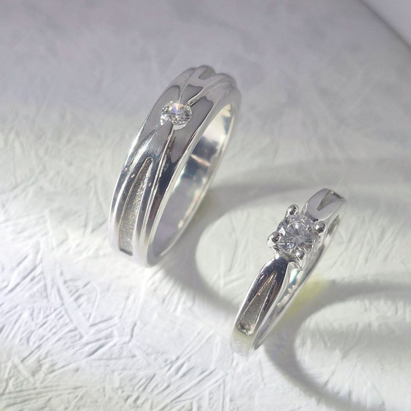 【比法一生】纯银情侣对戒—交会之光  纯银925手作饰品 - 对戒 - 银 银色