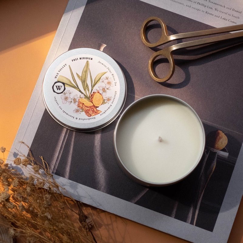 Soy Candle Post Meridiem Blend Portable Tin - White Tea, Jasmine & etc. - 蜡烛/烛台 - 其他材质 银色