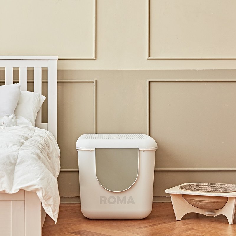 韩国ROMA罗马 加高猫砂盆-有盖式(巨无霸款)L47xW70xH48cm - 猫砂/猫砂垫 - 塑料 灰色