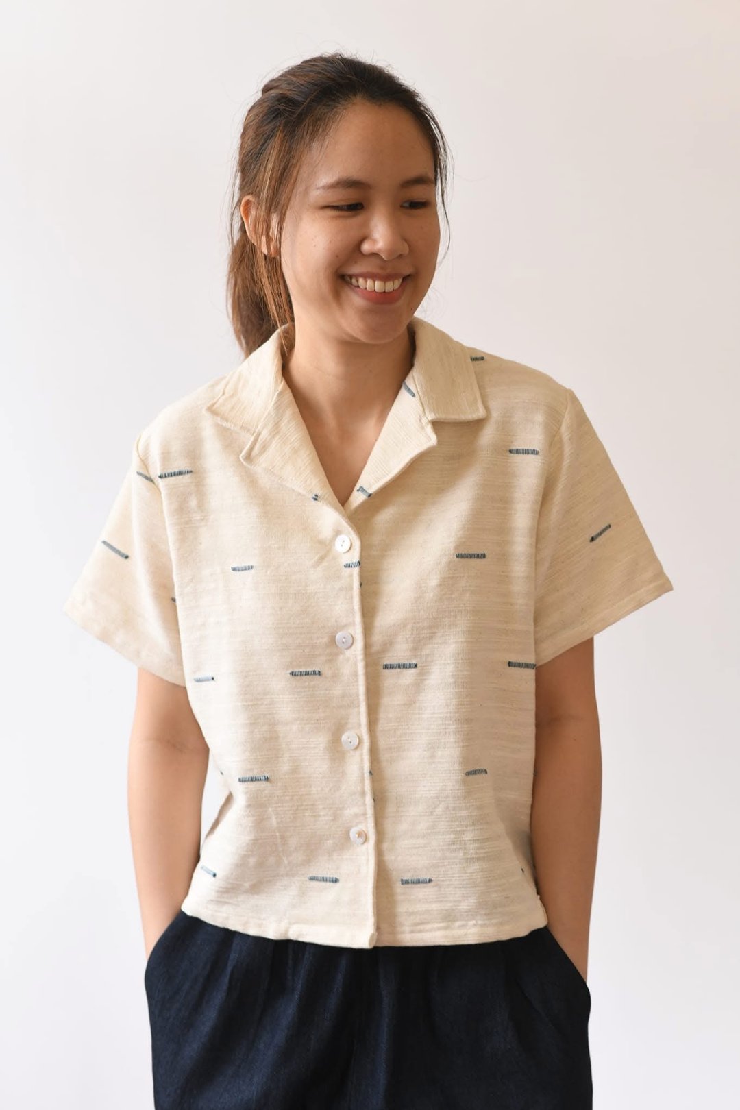 手工棉质衬衫 - 女装上衣 - 棉 
