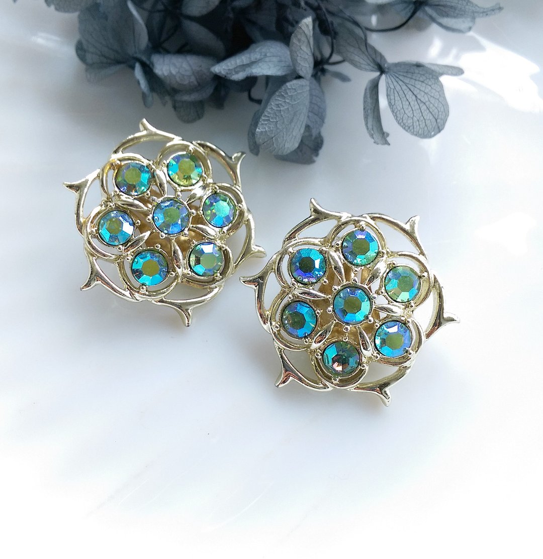 Vintage Jewelry 西洋古董饰品 SARAH COV Lime Lifht 夹式耳环 - 耳环/耳夹 - 其他材质 金色