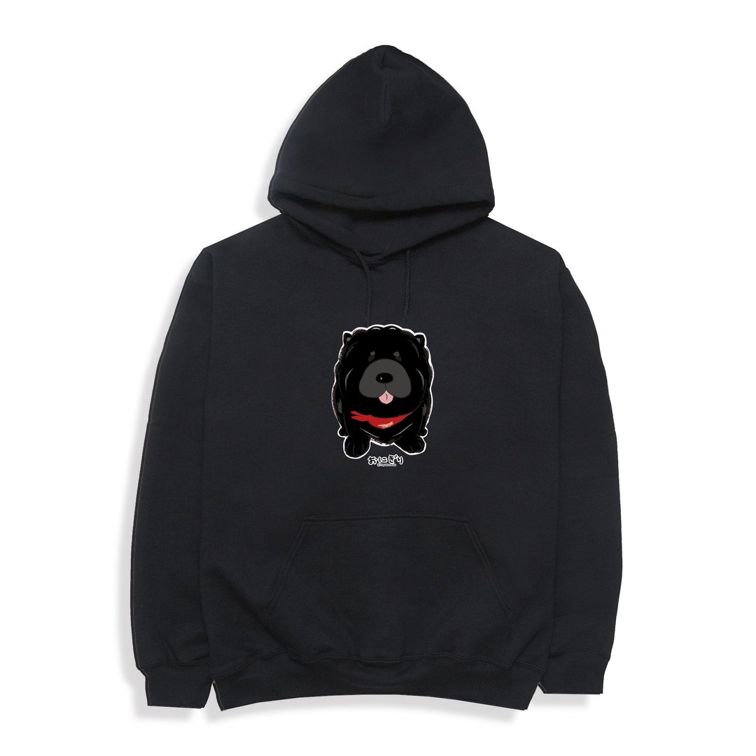Chouchou Hoodie 小饭团 内磨毛暖暖帽T 红领巾竹炭-松狮犬帽T - 中性连帽卫衣/T 恤 - 棉 黑色