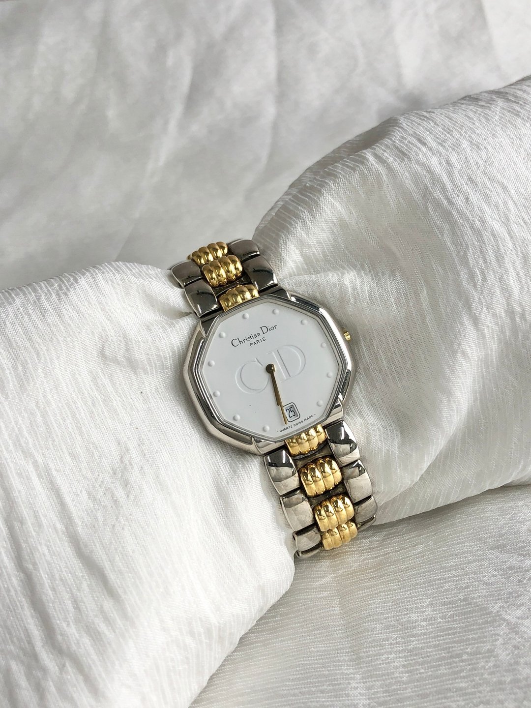 【日本直送 名牌古着包】Christian Dior 手表 银色 金色 八角形 不锈钢 45.204 vintage enrkhj - 女表 - 不锈钢 银色