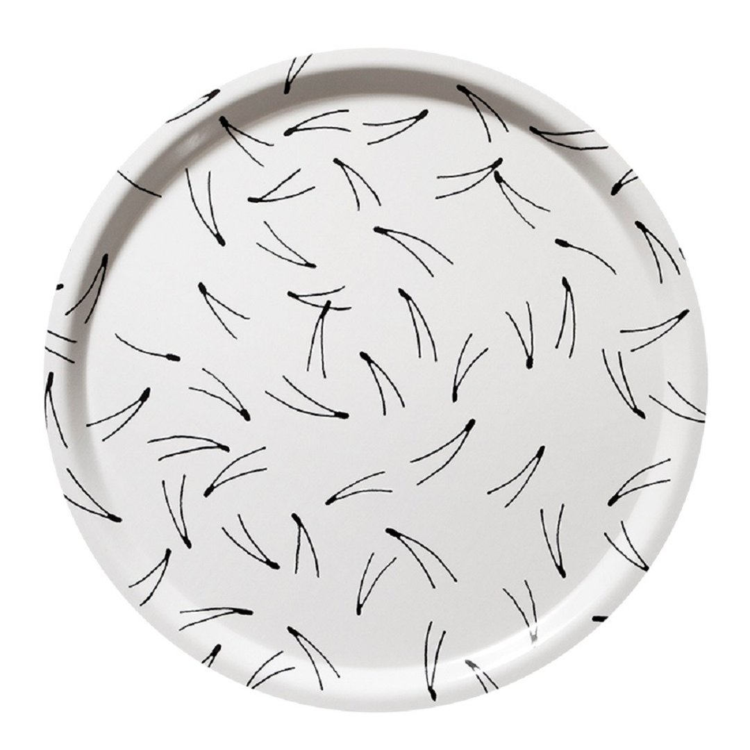 圆型托盘-BARR TRAY, WHITE/BLACK (38cm) - 托盘/砧板 - 木头 白色