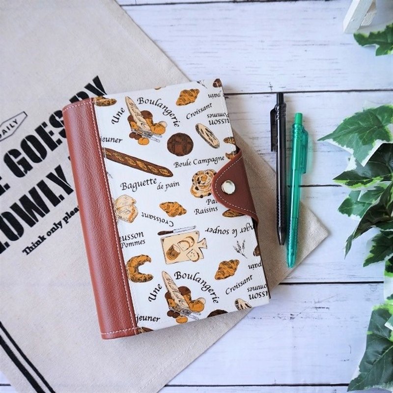 B6size ◆ system notebook cover and mother-to-child notebook cover of golden brown breakfast bread ◆ bread pattern - 笔记本/手帐 - 防水材质 咖啡色