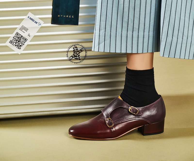 3.4 孟克跟鞋 - 枣红 - 其他女款皮鞋 - 真皮 红色