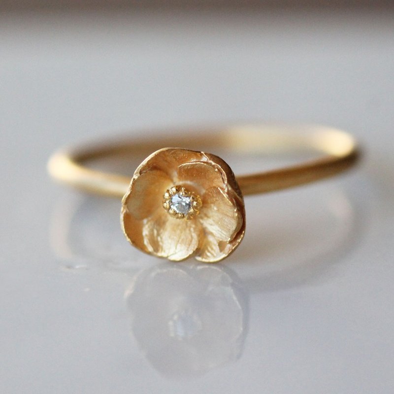 银莲花  纯银 花戒指 / Anemone ring - 戒指 - 纯银 金色