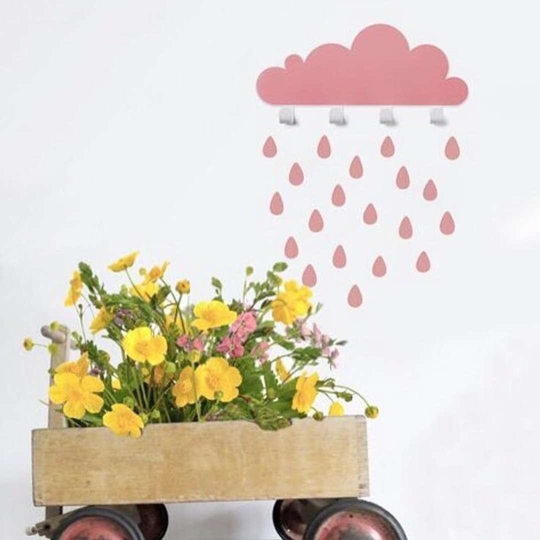 西班牙 Tresxics大云朵小雨滴挂勾+壁贴(红) - 摆饰 - 其他金属 红色