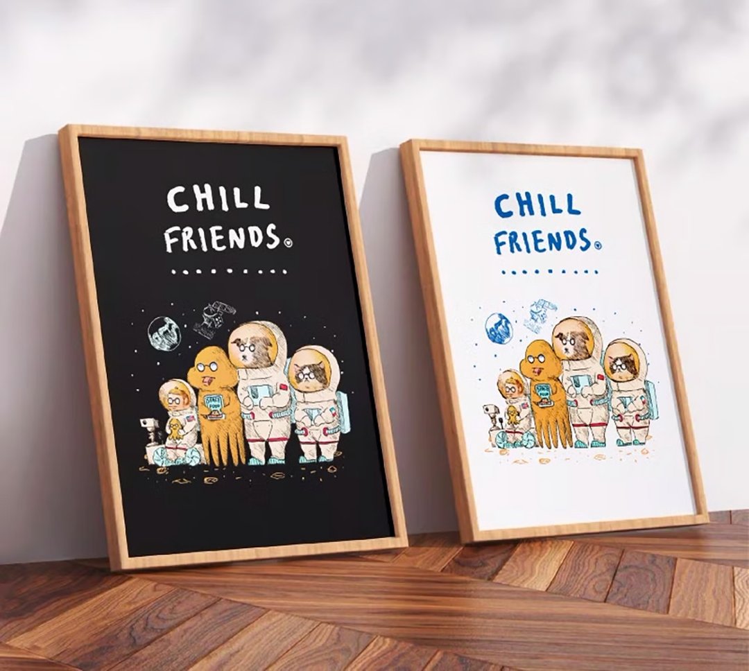 CHILL FRIENDS 宇宙旅行 / 原创海报 / A4 或 A3 尺寸 - 海报/装饰画/版画 - 塑料 白色