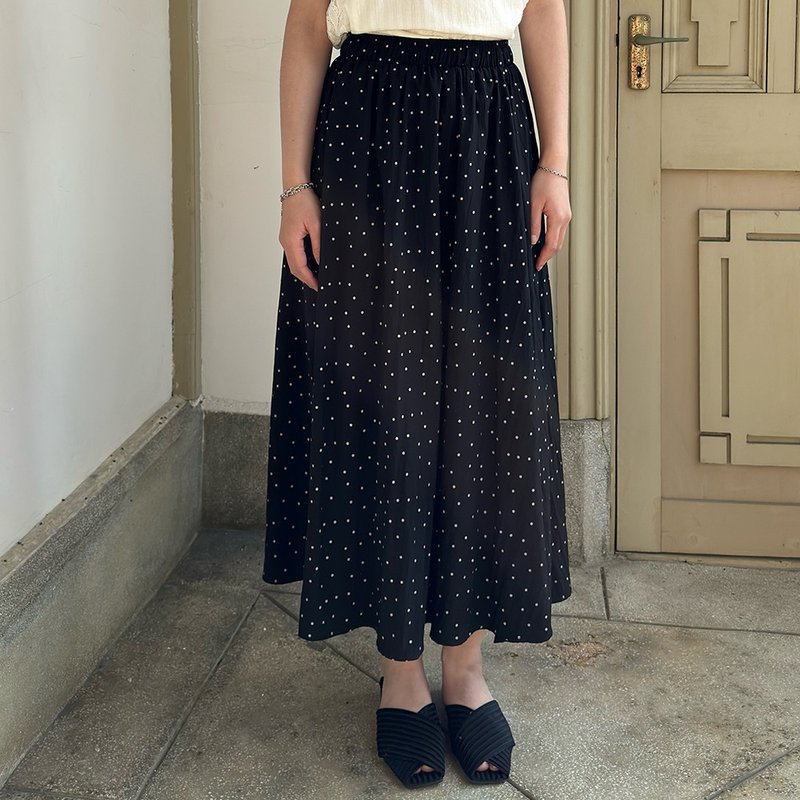 Hana Mokuba 松紧腰点点半身裙 - 裙子 - 其他材质 