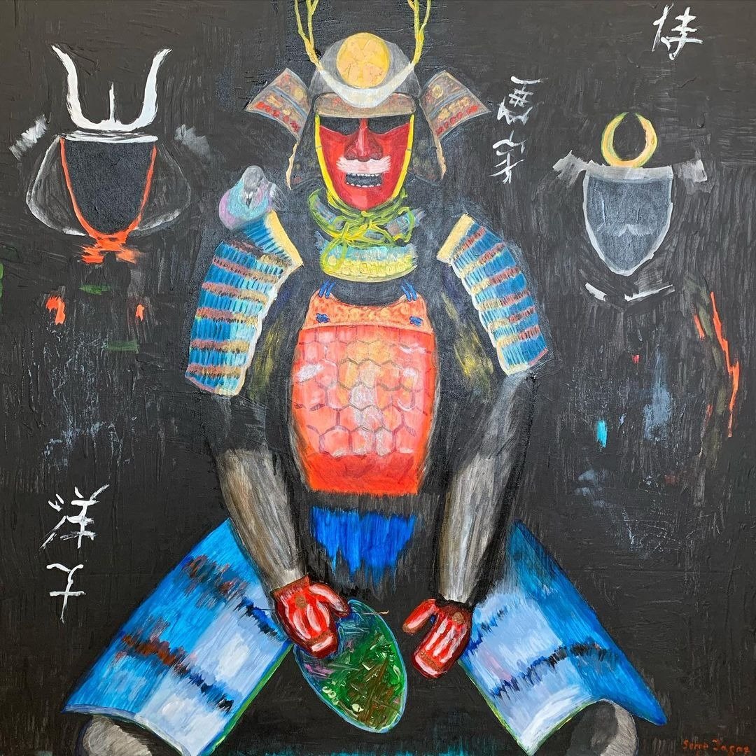 室内绘画海洋之子武士艺术家侍 - 墙贴/壁贴 - 压克力 黑色