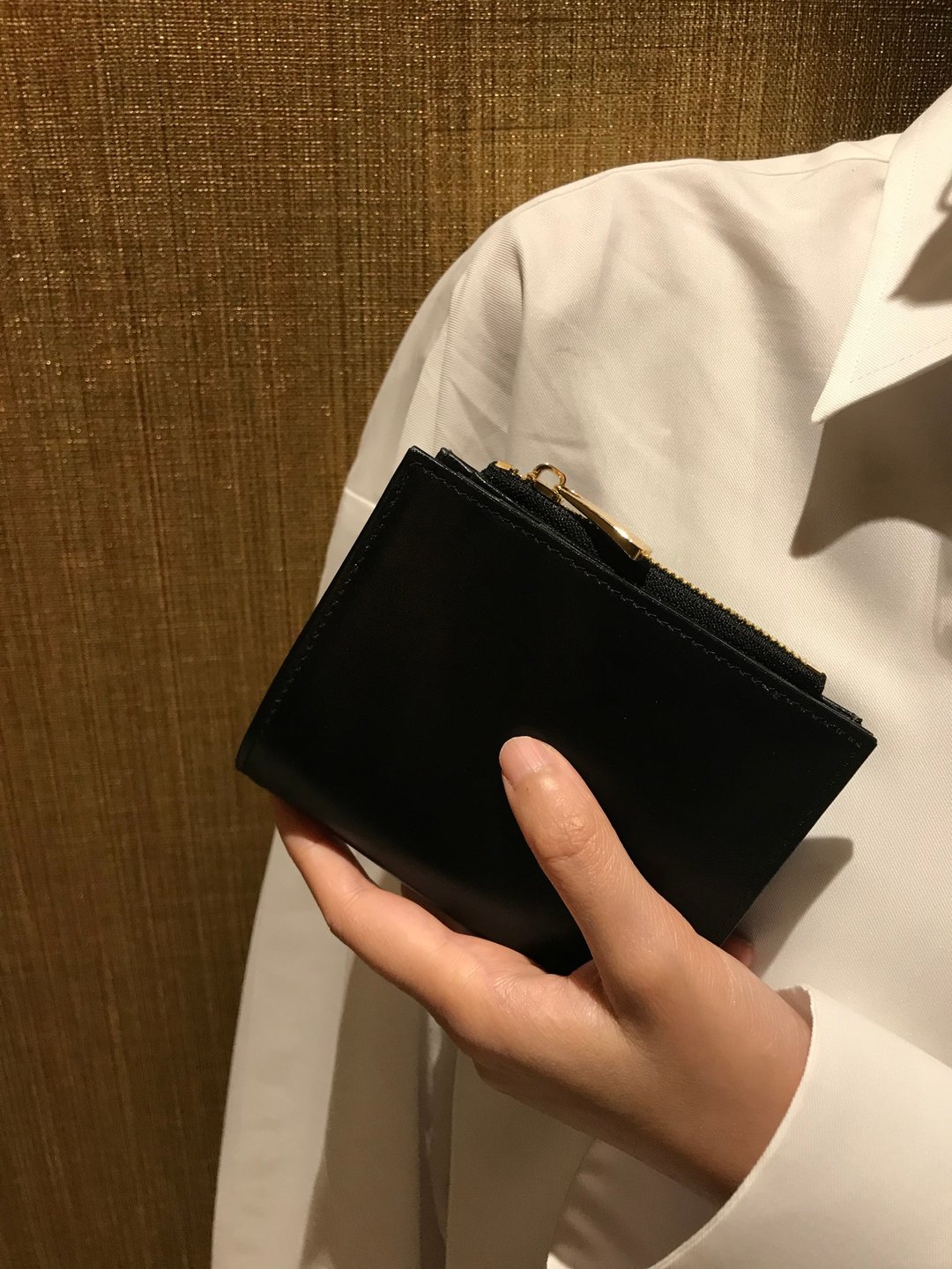 真皮钱包 钱包短款 Minimalist Slim wallet - Black &amp; Gold - 皮夹/钱包 - 真皮 黑色