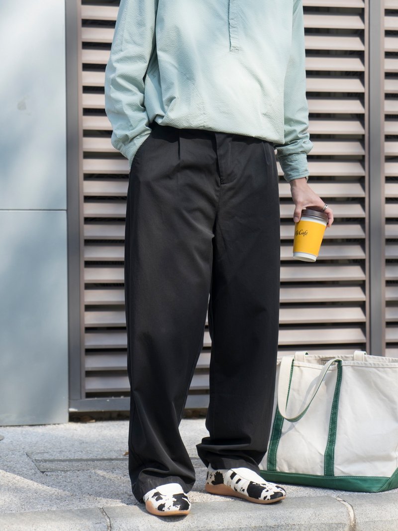 PANTS 三色春夏轻薄长裤 基础款直筒宽松阔腿裤 松紧腰围cityboy - 男士长裤 - 其他人造纤维 卡其色