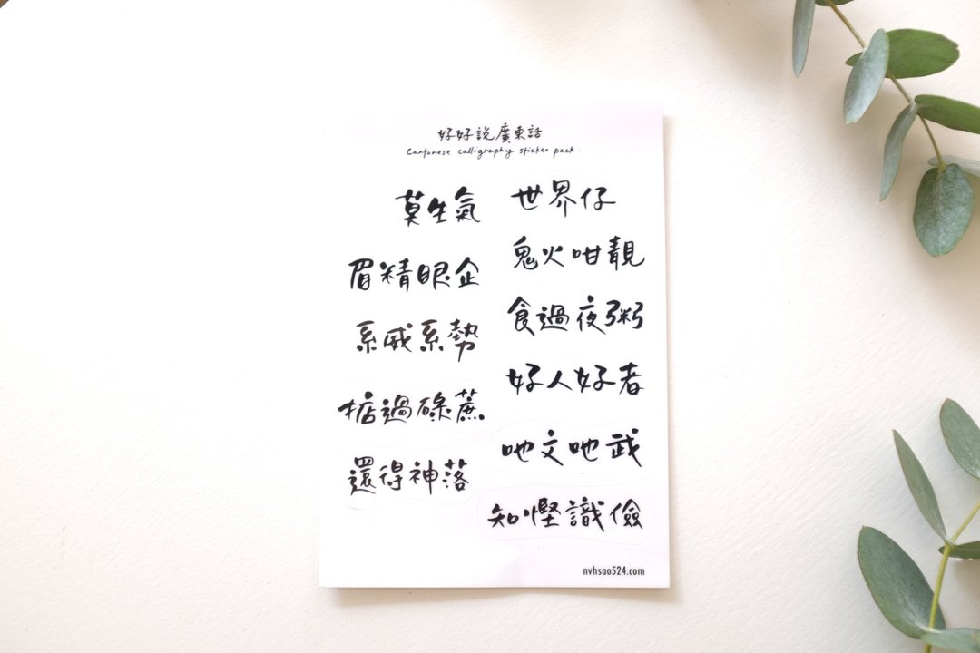 好好说广东话 | 手写字贴纸 | 防水贴纸 - 贴纸 - 防水材质 白色