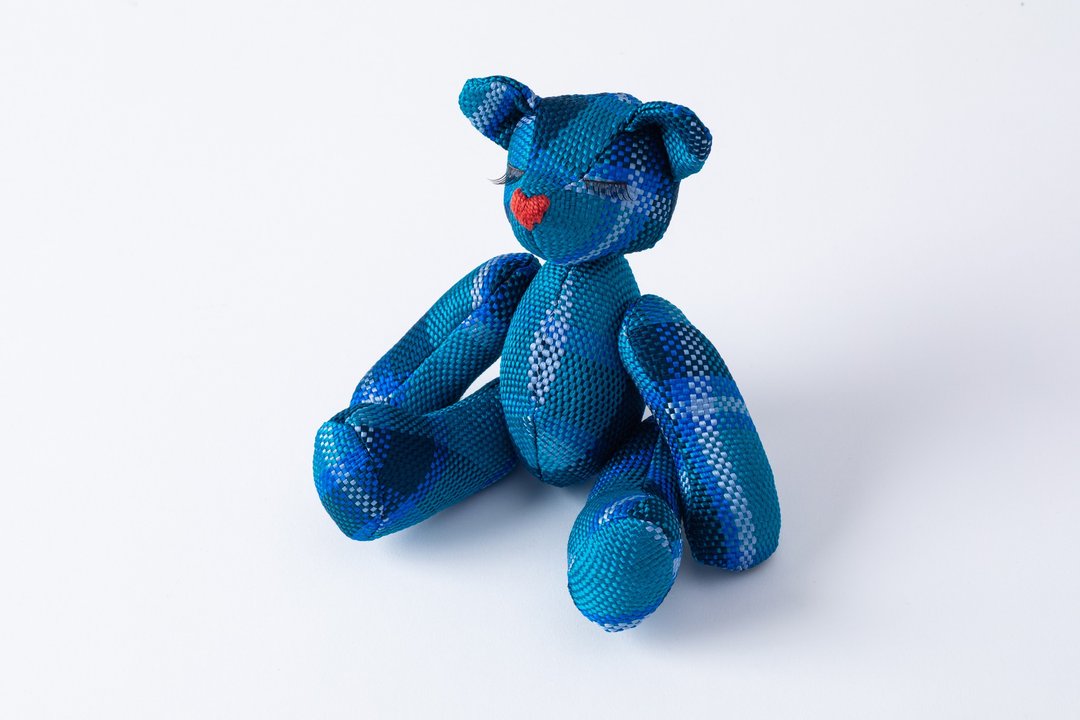 Kumihimo Teddy Bear Silk Japan Blue Traditional Craft handwork - 玩具/玩偶 - 丝．绢 蓝色