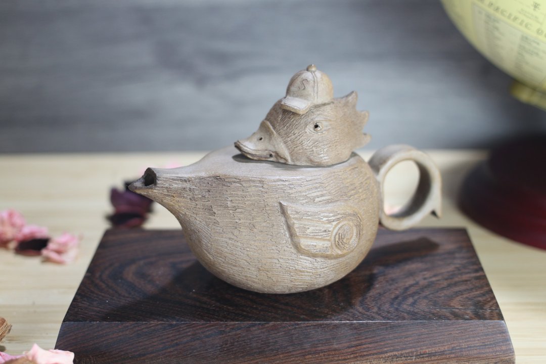 【沐春生活】180ml 可爱鸭鸭 纯手捏茶壶 陶作家叶佳佩纯手制 - 茶具/茶杯 - 陶 