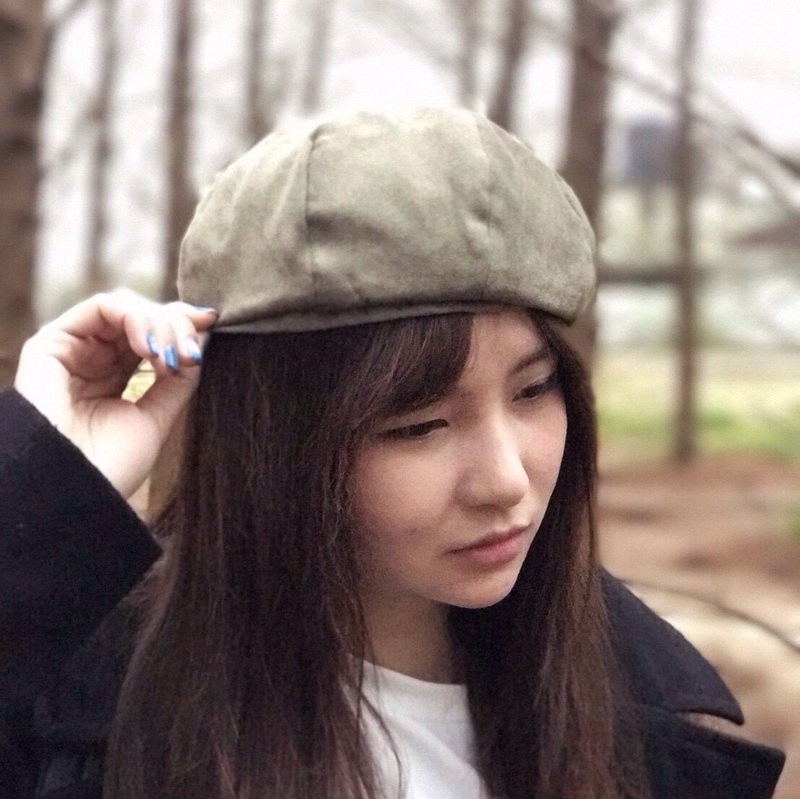 没朋友alone //手作帽物// 麂皮贝蕾帽-绿野仙踪 - 帽子 - 聚酯纤维 绿色