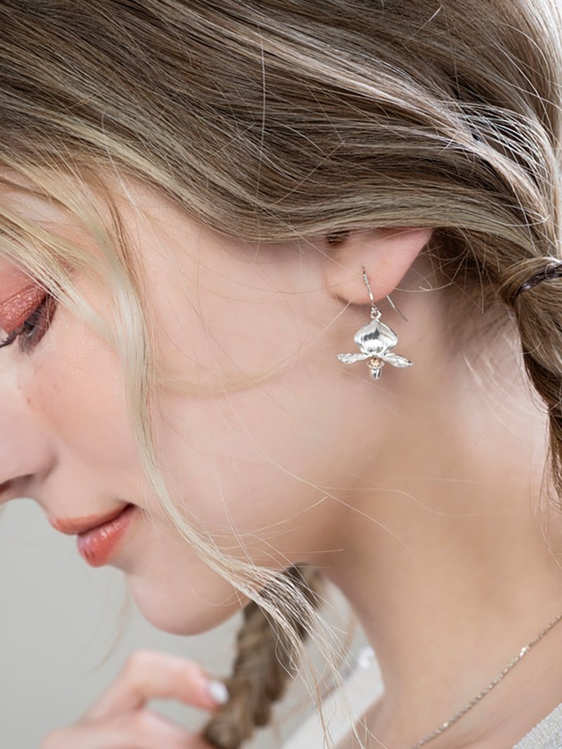 925纯银 仙履兰耳饰 SLOe05 - 耳环/耳夹 - 纯银 