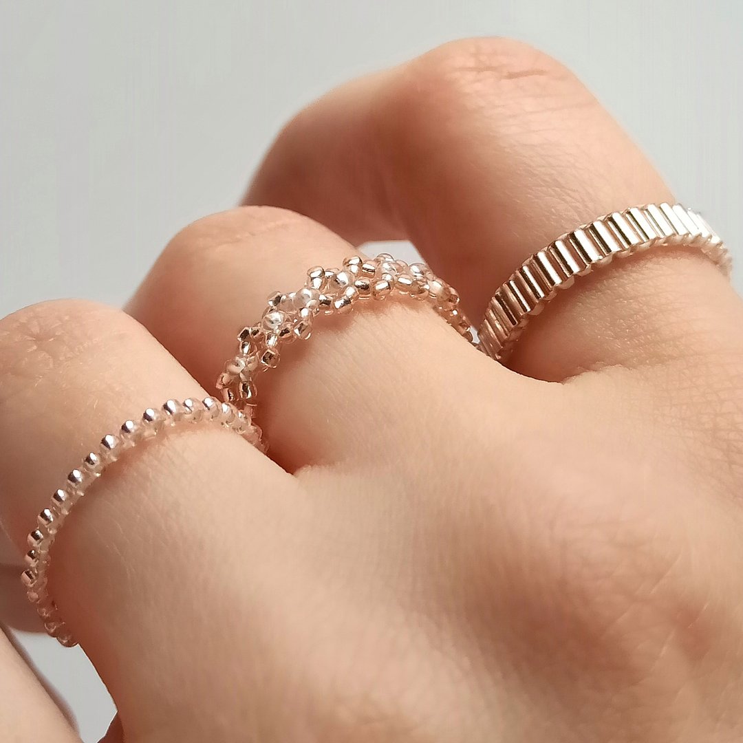 Set bead rings | Handmade jewelry | Pink set rings | Seed bead rings - 戒指 - 玻璃 粉红色
