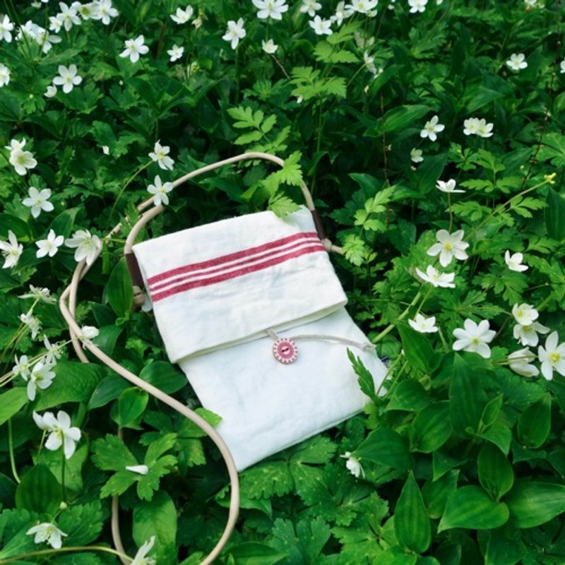 柔软麻帆布智慧型手机肩背包 - 手机壳/手机套 - 棉．麻 