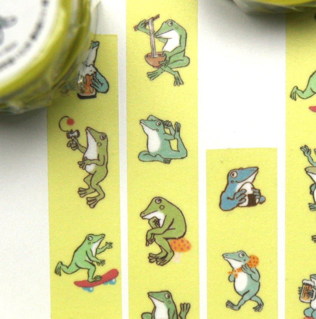 Blue frog masking tape/10m - 纸胶带 - 纸 黄色
